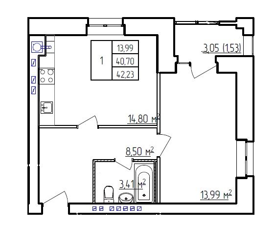 Продажа 1-комнатной новостройки, Кострома, Свердлова ул