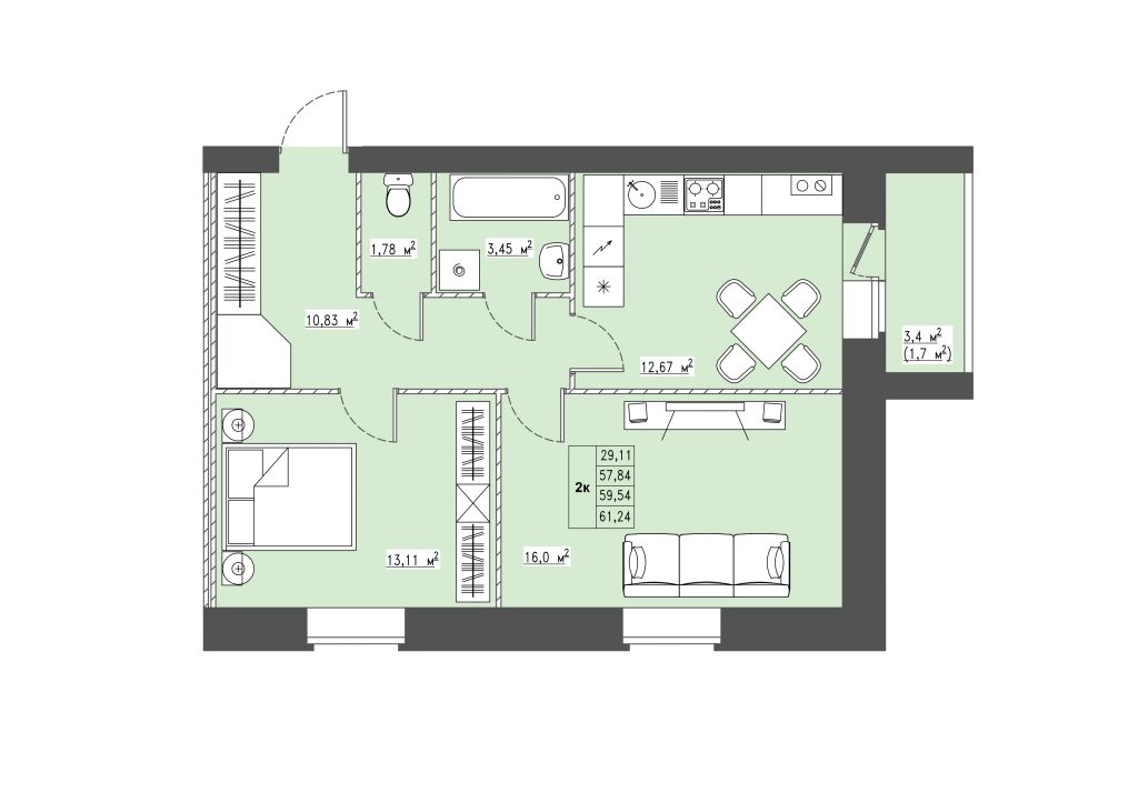 Продажа 2-комнатной новостройки, Кострома, Ленина ул,  148