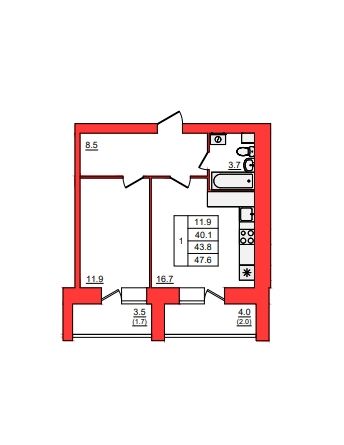 Продажа 1-комнатной новостройки, Кострома, Центральная ул