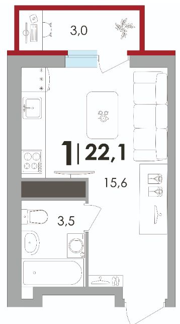 Продажа 1-комнатной новостройки, Батино, Сергея Есенина,  14