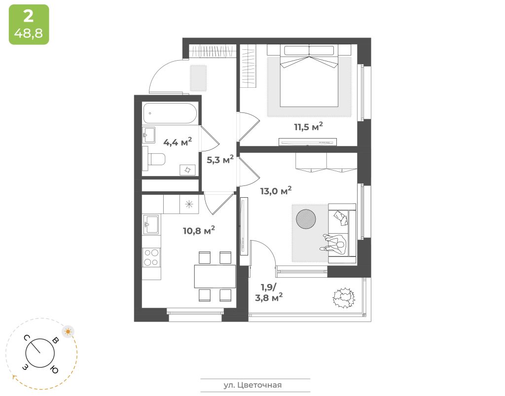 Продажа 2-комнатной новостройки, Тверь, Красина ул