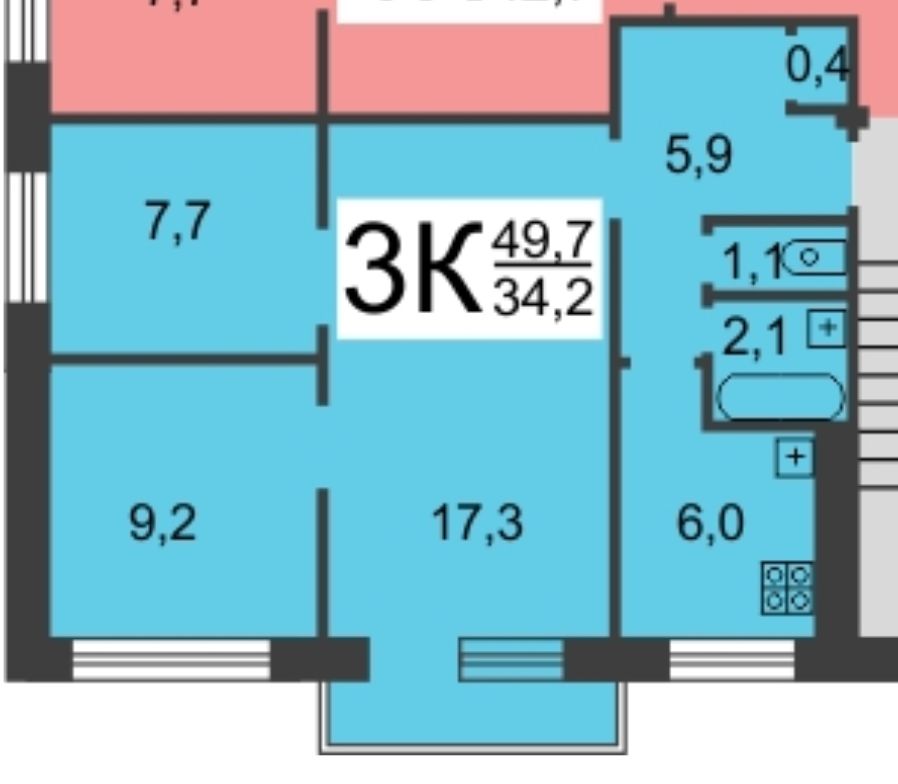 Продажа 3-комнатной квартиры, Павлово, Гастелло ул,  5А