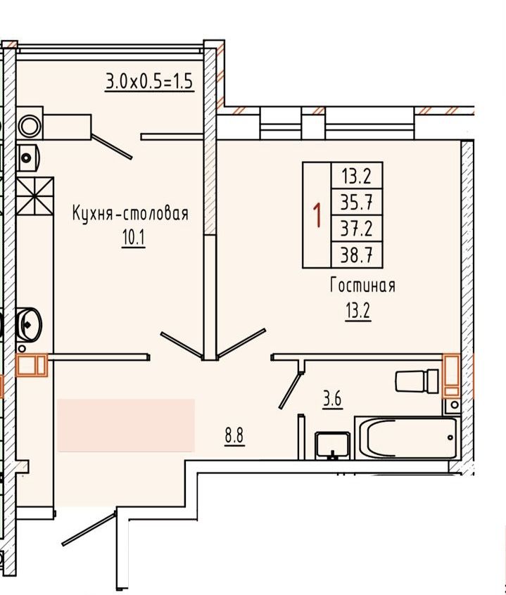 Продажа 1-комнатной квартиры, Пятигорск, Нежнова ул,  21