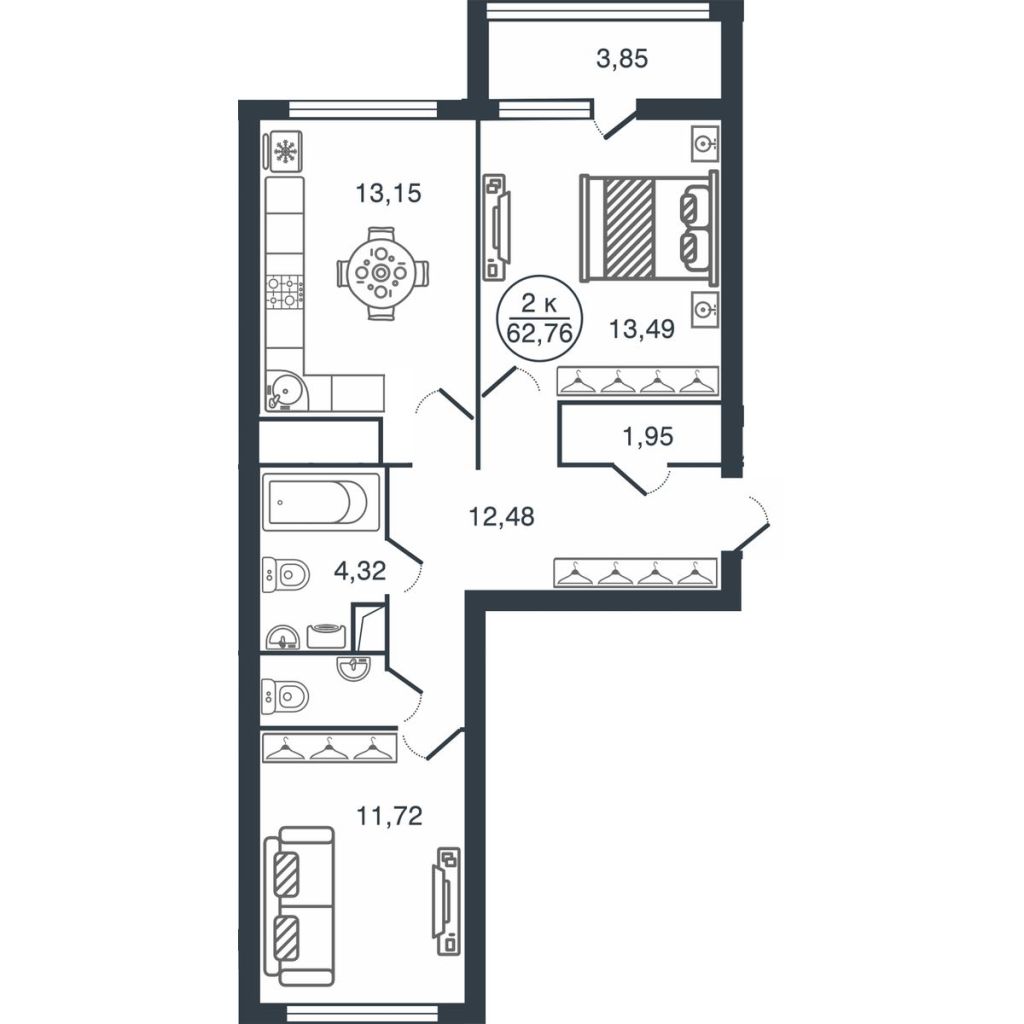 Продажа 2-комнатной новостройки, Тверь, Бурашевское ш,  60