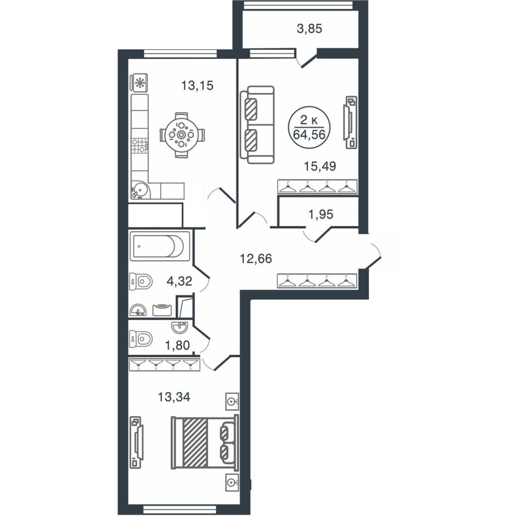 Продажа 2-комнатной новостройки, Тверь, Бурашевское ш,  60