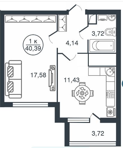 Продажа 1-комнатной новостройки, Тверь, Бурашевское ш,  60