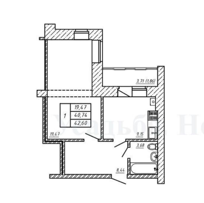 Продажа 1-комнатной новостройки, Кострома, Осыпная ул,  40а