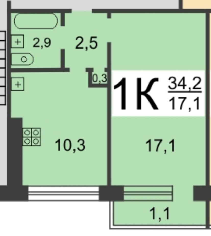 Продажа 1-комнатной квартиры, Нижний Новгород, Кораблестроителей пр-кт,  36к1