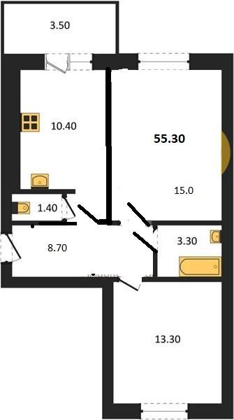 Продажа 2-комнатной новостройки, Владимир, Новгородская ул,  35.2