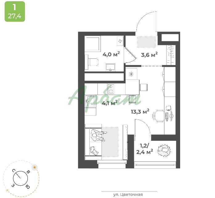 Продажа 1-комнатной новостройки, Тверь, Красина 2-я ул
