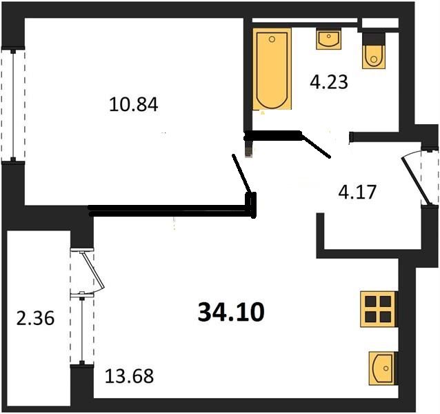 Продажа 1-комнатной новостройки, Владимир, Тракторная ул,  9