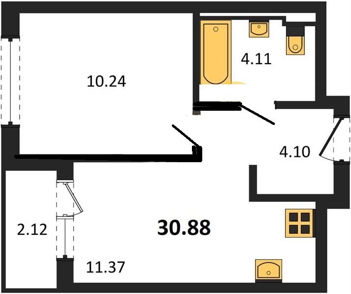Продажа 1-комнатной новостройки, Владимир, Тракторная ул,  43