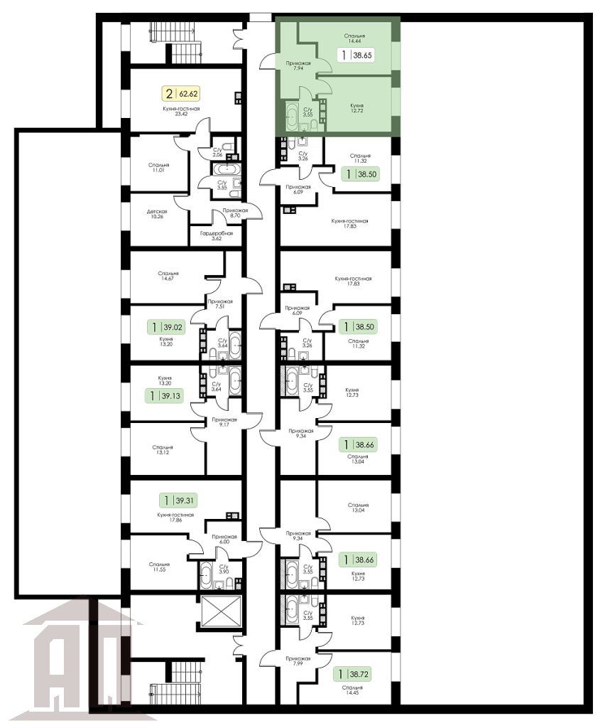 Продажа 1-комнатной новостройки, Тверь, Коминтерна ул,  95к