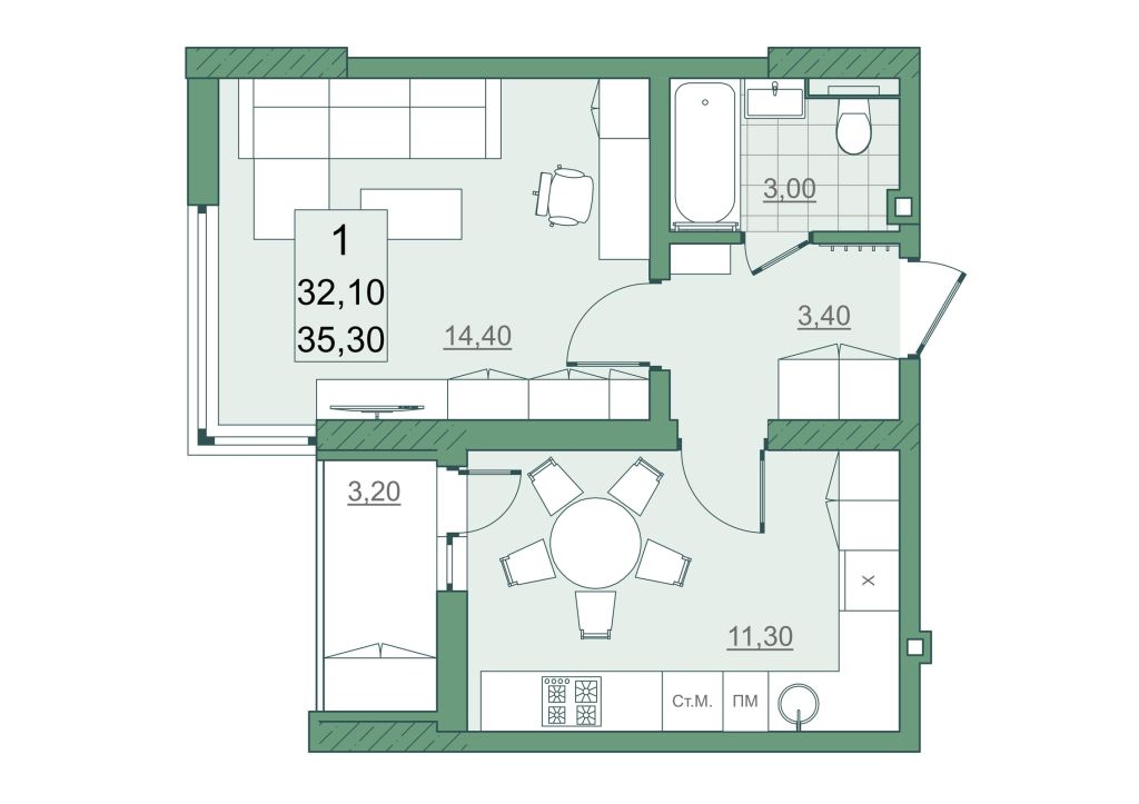 Продажа 1-комнатной новостройки, Саратов, Героев Отечества пр-кт,  7