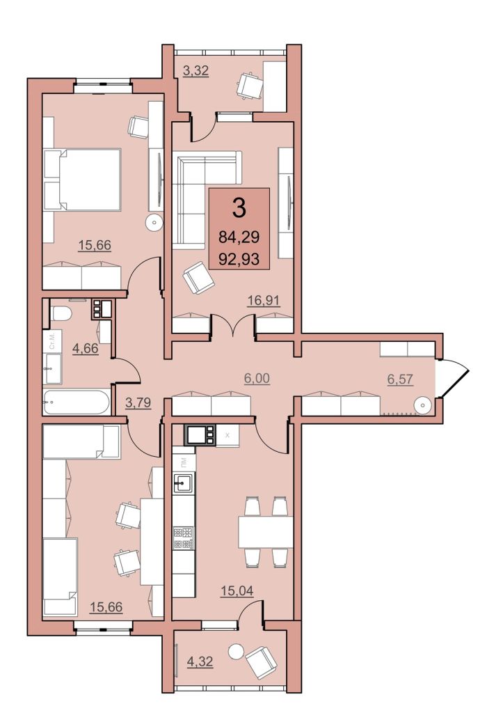 Продажа 3-комнатной новостройки, Саратов, Академика Семёнова ул,  23