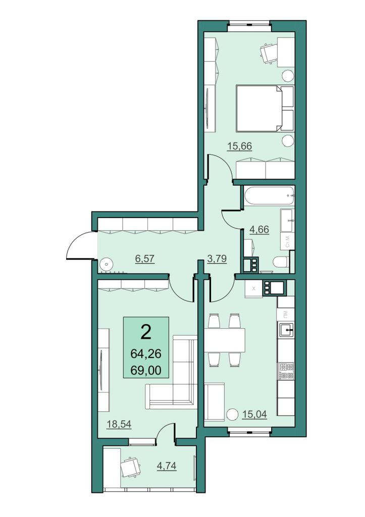 Продажа 2-комнатной новостройки, Саратов, Академика Семёнова ул