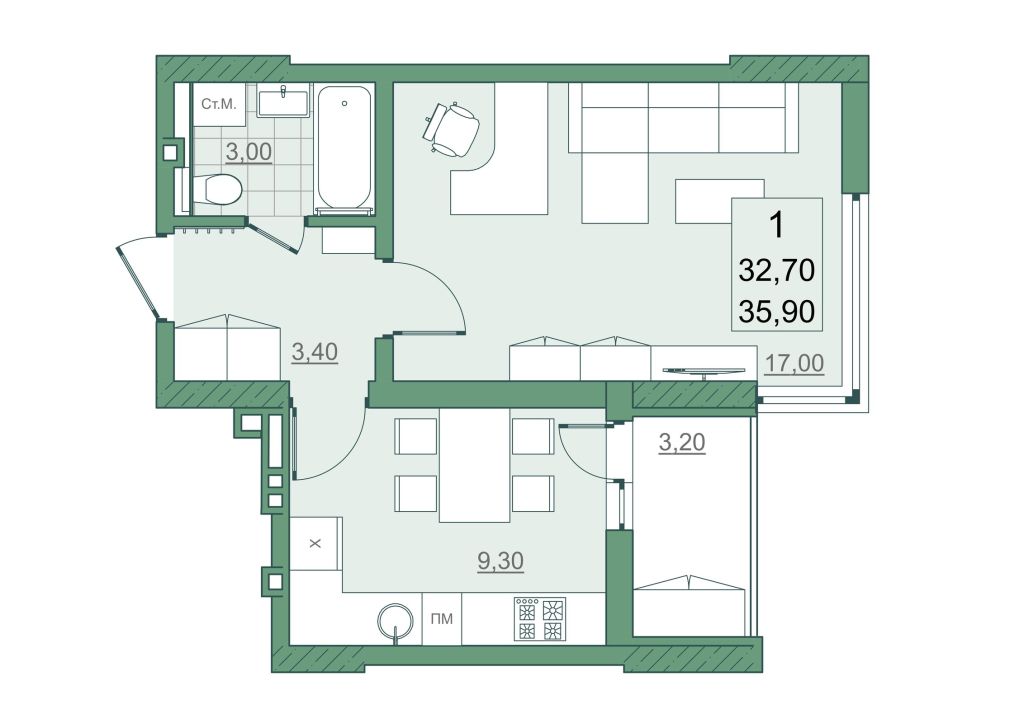 Продажа 1-комнатной новостройки, Саратов, Героев Отечества пр-кт