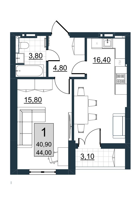 Продажа 1-комнатной новостройки, Саратов, Евгения Долгина ул