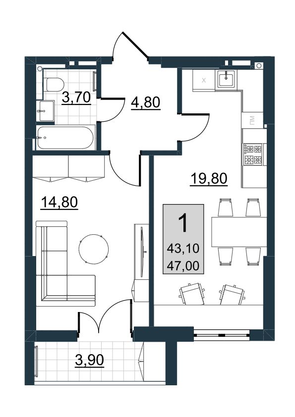 Продажа 1-комнатной новостройки, Саратов, Евгения Долгина ул