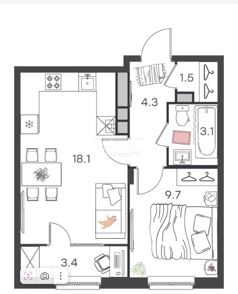 Продажа 1-комнатной новостройки, Культура, Развития,  2
