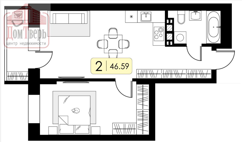 Продажа 1-комнатной новостройки, Тверь, Цанова б-р