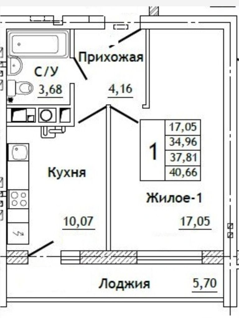 Продажа 1-комнатной квартиры, Алтуховка, Олимпийская,  7