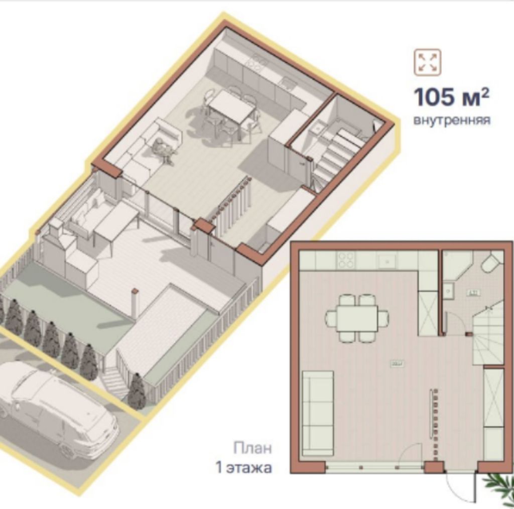 Продажа дома, 105м <sup>2</sup>, 1 сот., Афонино, Европейская ул,  45/3