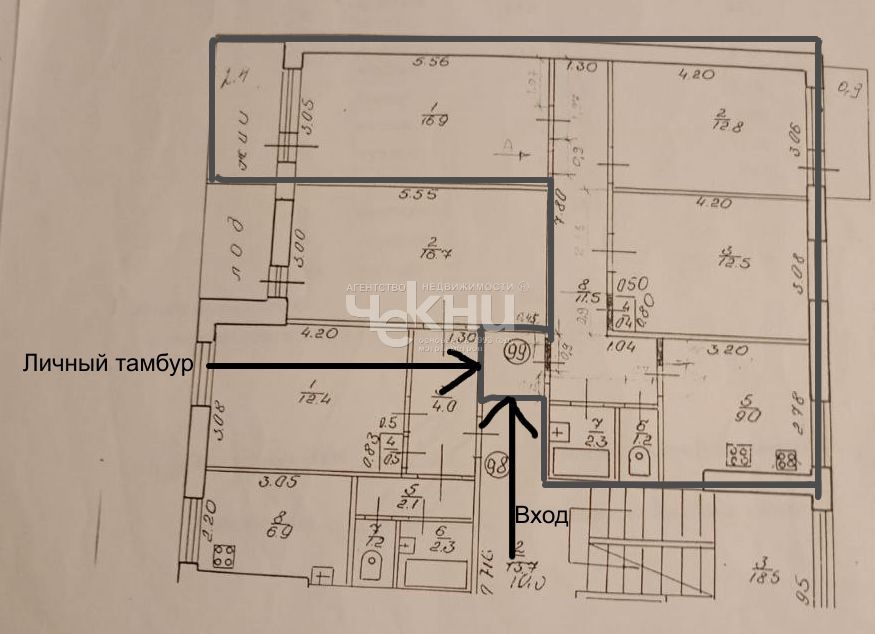 Продажа 3-комнатной квартиры, Нижний Новгород, Тропинина ул,  12