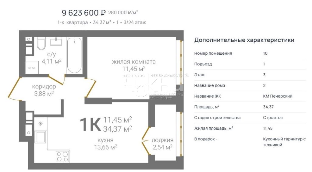 Продажа 1-комнатной новостройки, Нижний Новгород, Казанское шоссе