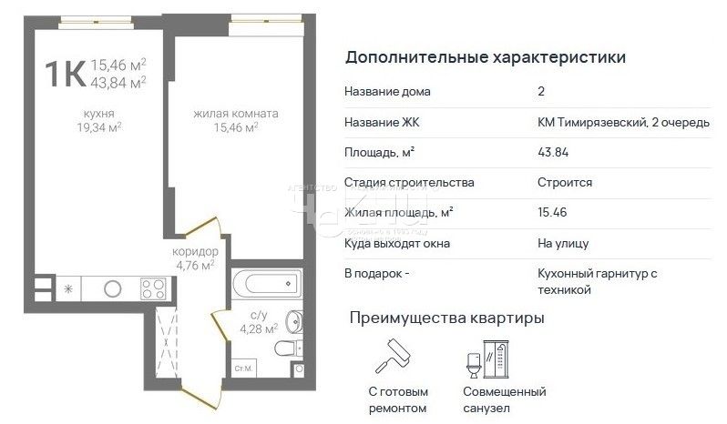 Продажа 1-комнатной новостройки, Нижний Новгород, 2-я Оранжерейная ул