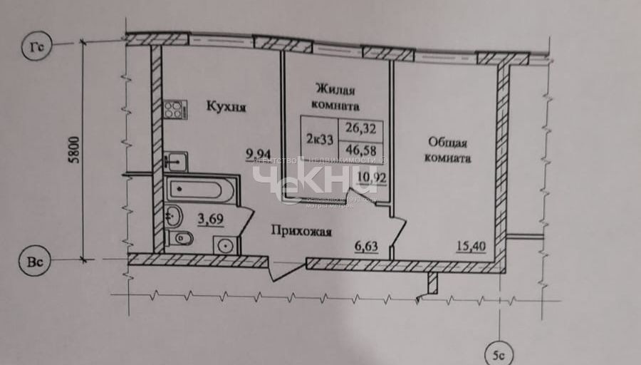 Продажа 2-комнатной квартиры, Кусаковка, Полевая ,  58