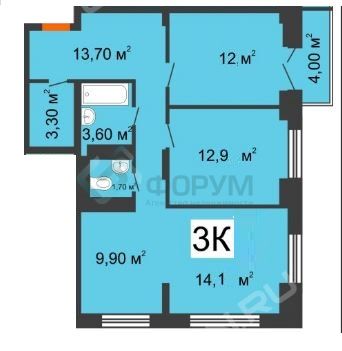 Продажа 3-комнатной квартиры, Анкудиновка, Русская ул,  15