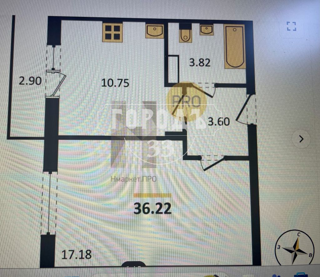 Продажа 1-комнатной новостройки, Владимир, Родионовка ул,  6А