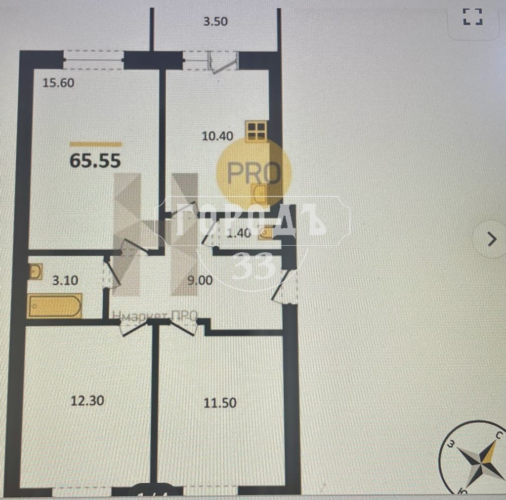 Продажа 3-комнатной квартиры, Владимир, Новгородская ул,  35к2