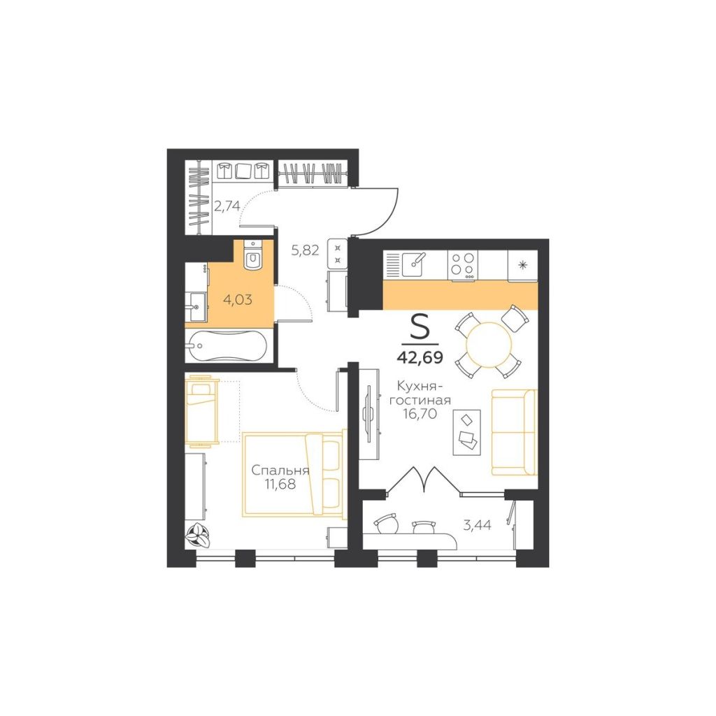 Продажа 1-комнатной квартиры, Тула, Вадима Усова ул,  23