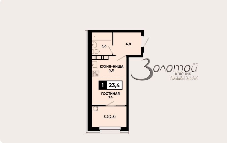 Продажа 1-комнатной квартиры, Кисловодск, Промышленная ул,  23