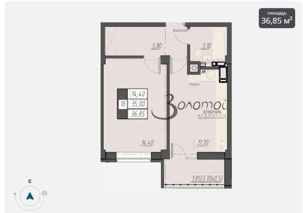 Продажа 1-комнатной квартиры, Пятигорск, Егоршина ул,  6