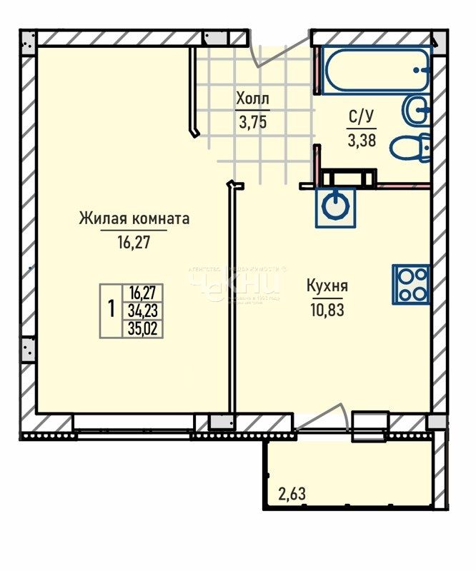 Продажа 1-комнатной квартиры, Новинки, проезд Инженерный,  7к2