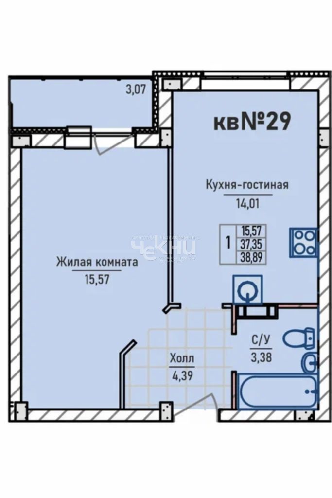 Продажа 1-комнатной новостройки, Новинки, Инженерный пр-зд,  7к2