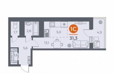 Продажа 1-комнатной квартиры, Ростов-на-Дону, Оганова ул,  20/2
