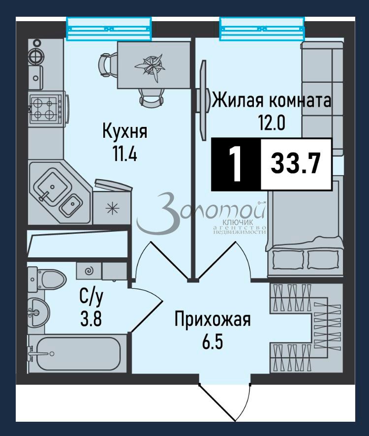 Продажа 1-комнатной квартиры, Иноземцево, рядового Панченко,  26