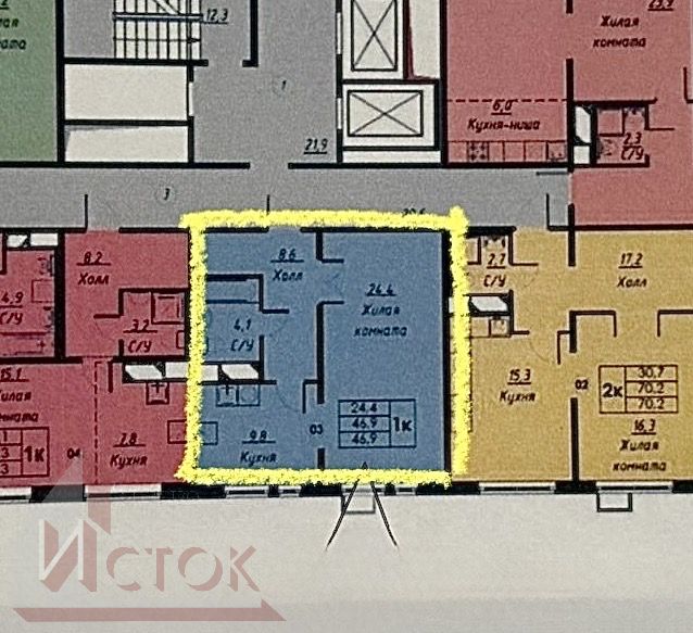 Продажа 1-комнатной квартиры, Московская, Александры Монаховой ул,  94к1
