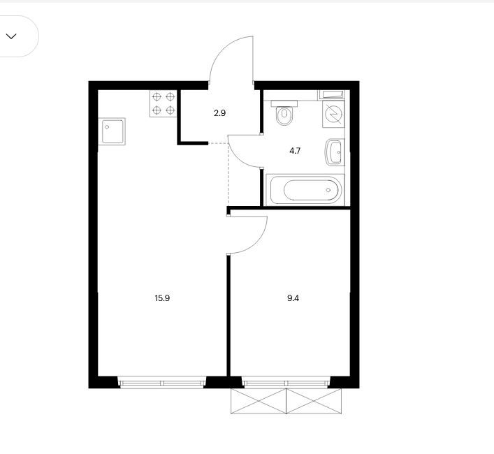 Продажа 1-комнатной квартиры, Утечино, небесная,  1