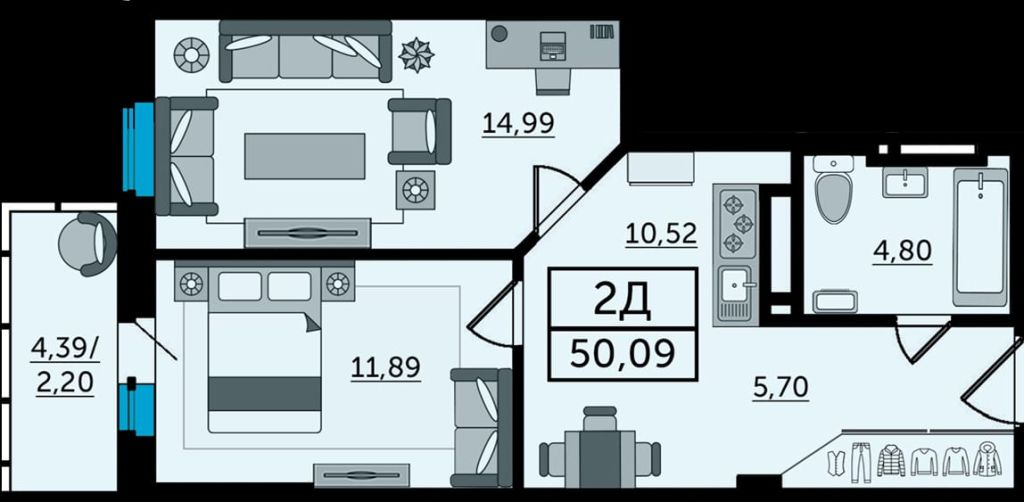 Продажа 2-комнатной квартиры, Ростов-на-Дону, Ворошиловский пр-кт,  82/4