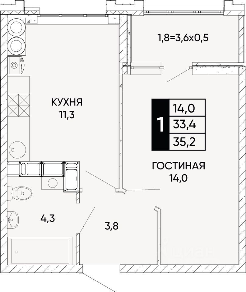 Продажа 1-комнатной квартиры, Ростов-на-Дону, Левобережная ул,  6/1
