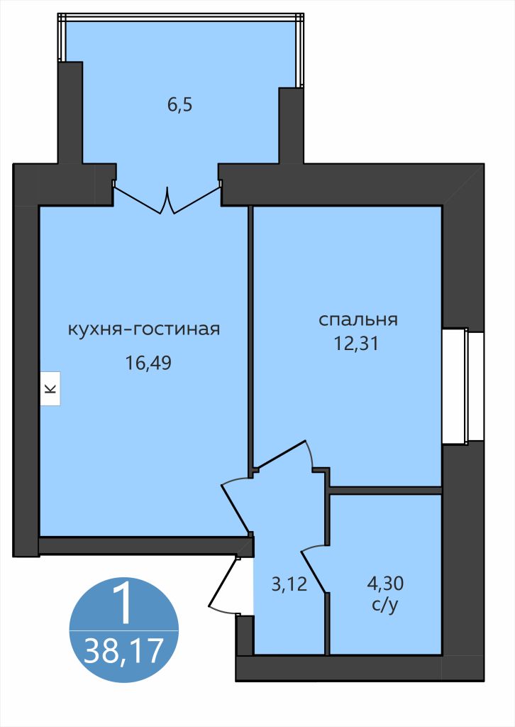 Продажа 1-комнатной новостройки, Ярославль, Клубная ул,  1
