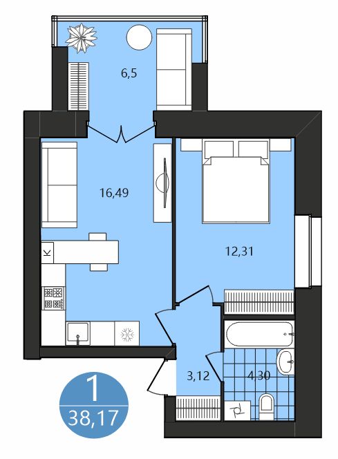 Продажа 1-комнатной новостройки, Ярославль, Клубная ул,  1