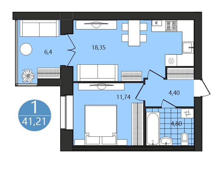 Продажа 1-комнатной новостройки, Ярославль, Клубная ул,  1