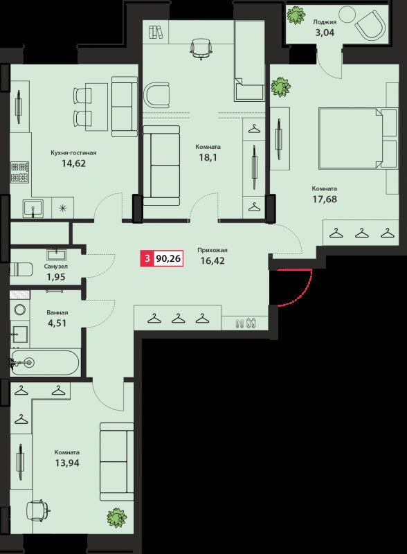 Продажа 3-комнатной новостройки, Тверь, Оснабрюкская ул,  22