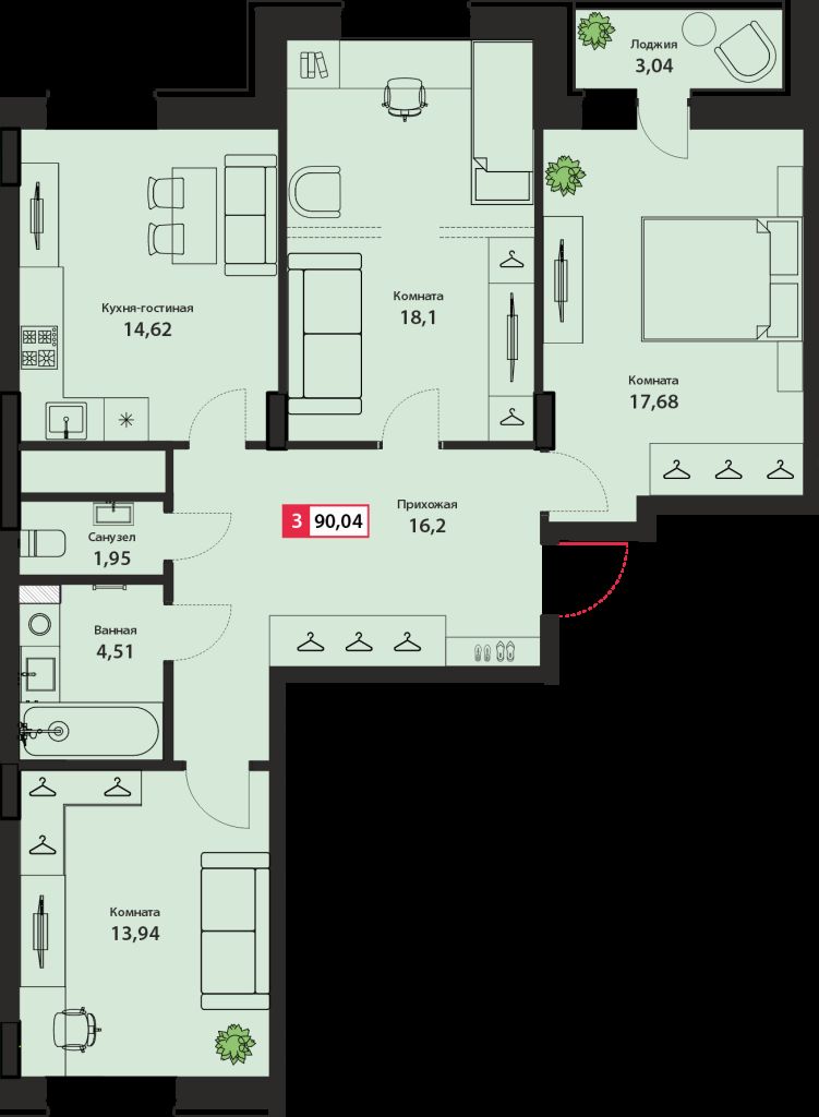 Продажа 3-комнатной новостройки, Тверь, Оснабрюкская ул,  22